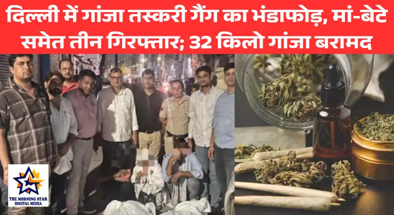 दिल्ली में गांजा तस्करी गैंग का भंडाफोड़, मां-बेटे समेत तीन गिरफ्तार; 32 किलो गांजा बरामद