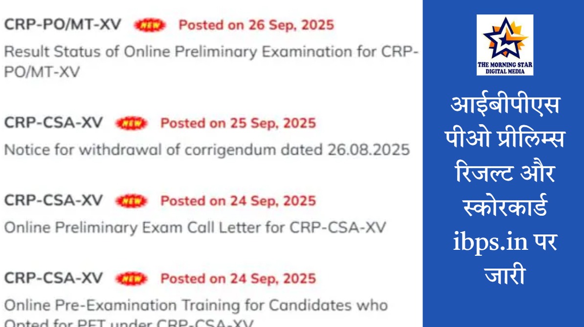 आईबीपीएस पीओ प्रीलिम्स रिजल्ट और स्कोरकार्ड ibps.in पर जारी