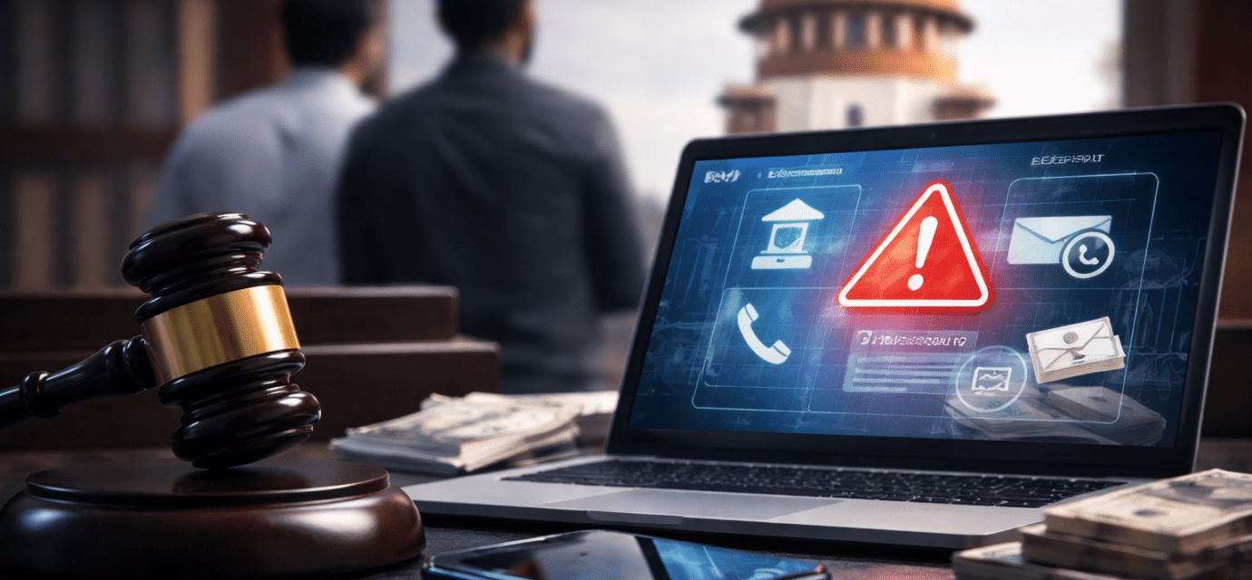 डिजिटल गिरफ्तारी साइबर ठगी से जुड़े मामलों पर सुप्रीम कोर्ट के निर्देश दर्शाता प्रतीकात्मक दृश्य