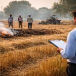 पराली प्रबंधन 2026 के तहत खेत में खड़ी गेहूं की फसल और अवशेष