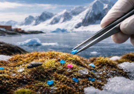 अंटार्कटिक प्रायद्वीप का बर्फीला परिदृश्य, जहां मिट्टी और काई में रहने वाले सूक्ष्म कीटों पर माइक्रोप्लास्टिक का प्रभाव देखा गया।