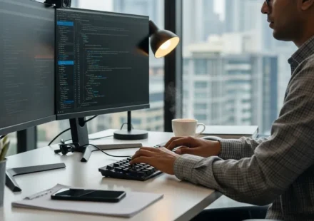 AI टेक्नोलॉजी लैब में काम करते भारतीय युवा डेवलपर्स