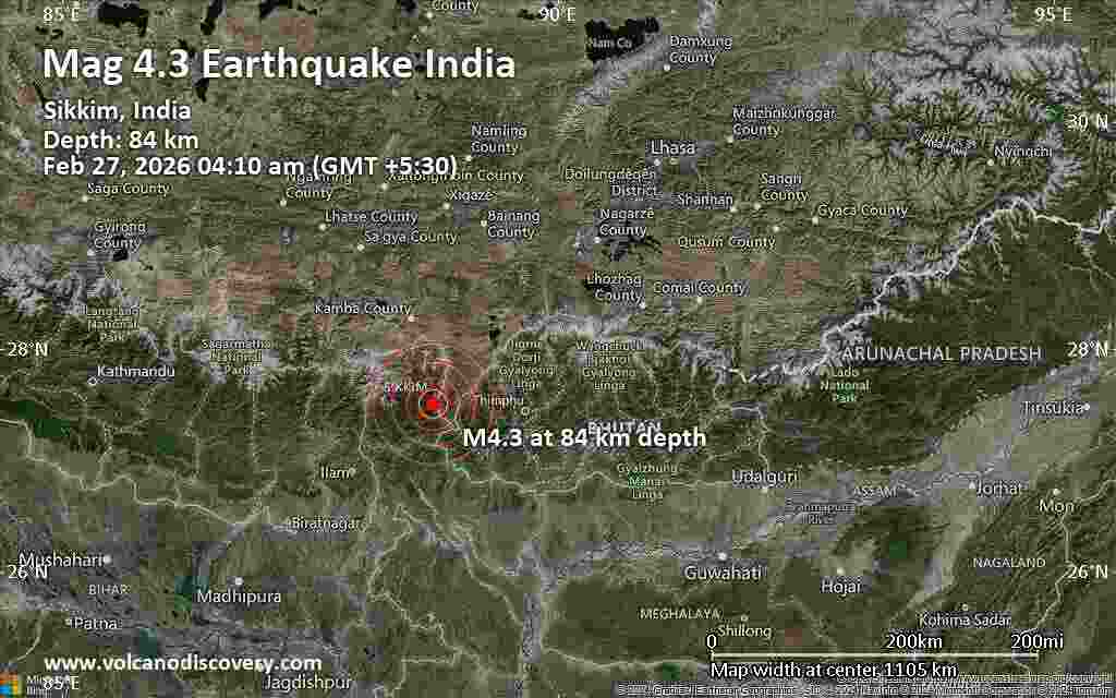 सिक्किम भूकंप 2026 के बाद पश्चिम सिक्किम में लोग बाहर खड़े