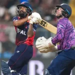 मुंबई के वानखेड़े स्टेडियम में टी-20 वर्ल्डकप 2026 के दौरान नेपाल और स्कॉटलैंड के बीच खेला गया मुकाबला, जिसमें नेपाल ने 7 विकेट से जीत दर्ज की।