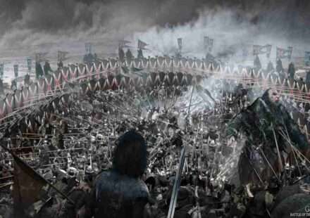 लंका युद्ध का सिनेमैटिक दृश्य जिसमें CGI और फैंटेसी एलिमेंट्स दिखाए गए हैं