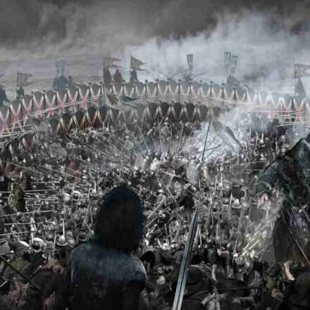 लंका युद्ध का सिनेमैटिक दृश्य जिसमें CGI और फैंटेसी एलिमेंट्स दिखाए गए हैं