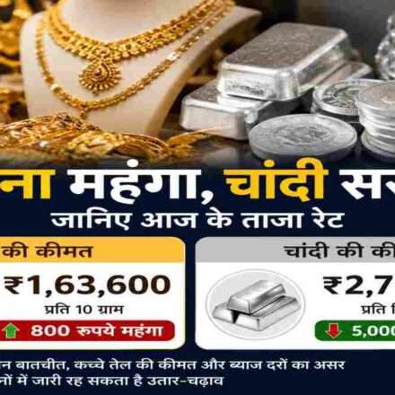 ज्वेलरी शोरूम में प्रदर्शित सोने और चांदी के आभूषणों की प्रतीकात्मक तस्वीर, जो आज के बाजार भाव को दर्शाती है।