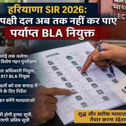 हरियाणा SIR 2026 अभियान के तहत मतदाता सूची सत्यापन और BLA नियुक्ति प्रक्रिया का सांकेतिक दृश्य।