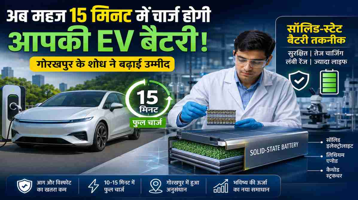 15 मिनट में चार्ज होगी EV बैटरी | गोरखपुर के शोध ने बढ़ाई उम्मीद