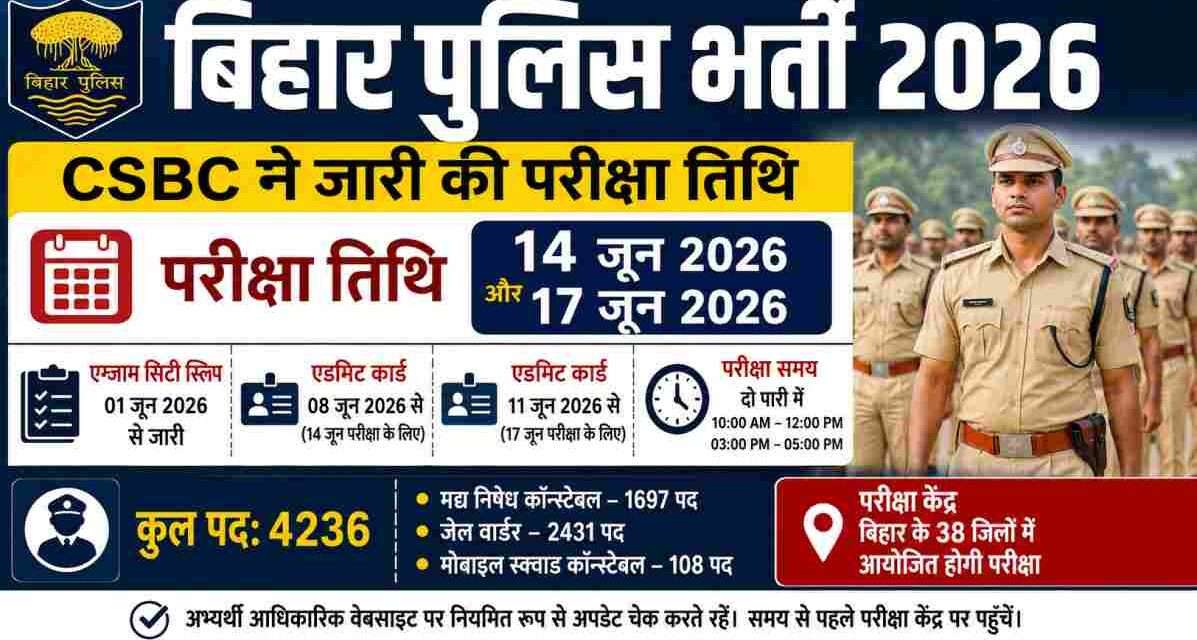 सीएसबीसी बिहार पुलिस भर्ती 2026 परीक्षा से जुड़ी प्रतीकात्मक तस्वीर, जिसमें अभ्यर्थी परीक्षा तैयारी करते दिखाई दे रहे हैं।