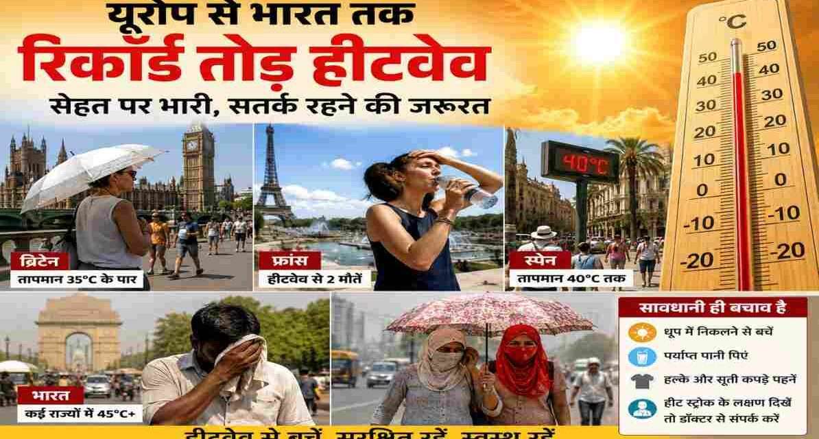 तेज धूप और गर्म हवाओं के बीच यूरोप और भारत के लोग भीषण गर्मी से राहत पाने की कोशिश करते हुए दिखाई दे रहे हैं।