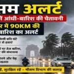 बंगाल की खाड़ी से सक्रिय मौसम प्रणाली के प्रभाव से भारत के कई राज्यों में तेज हवाएं, बारिश और गरज-चमक का दृश्य।