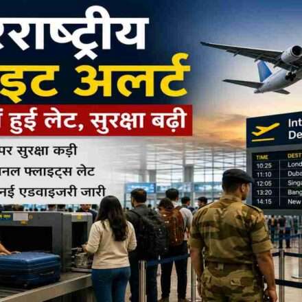 एयरपोर्ट पर सुरक्षा जांच के दौरान यात्री और इंटरनेशनल फ्लाइट्स का दृश्य, जहां अतिरिक्त सुरक्षा अलर्ट लागू है।
