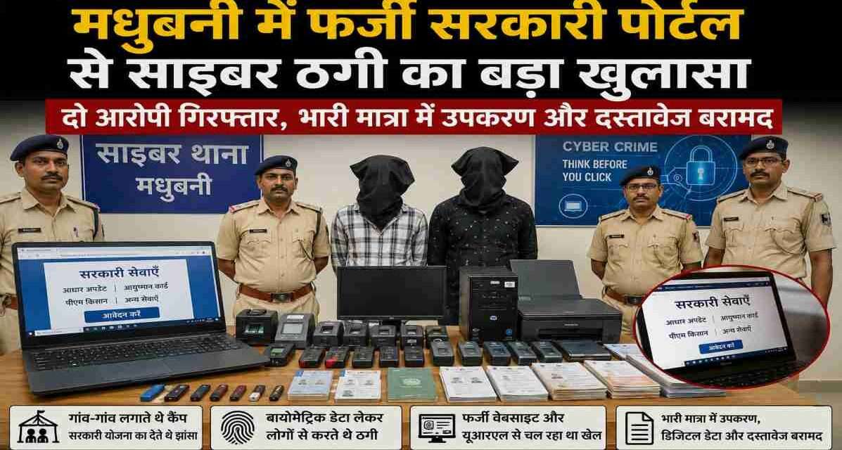 पुलिस द्वारा जब्त किए गए लैपटॉप, बायोमेट्रिक स्कैनर और अन्य डिजिटल उपकरणों की प्रतीकात्मक तस्वीर।