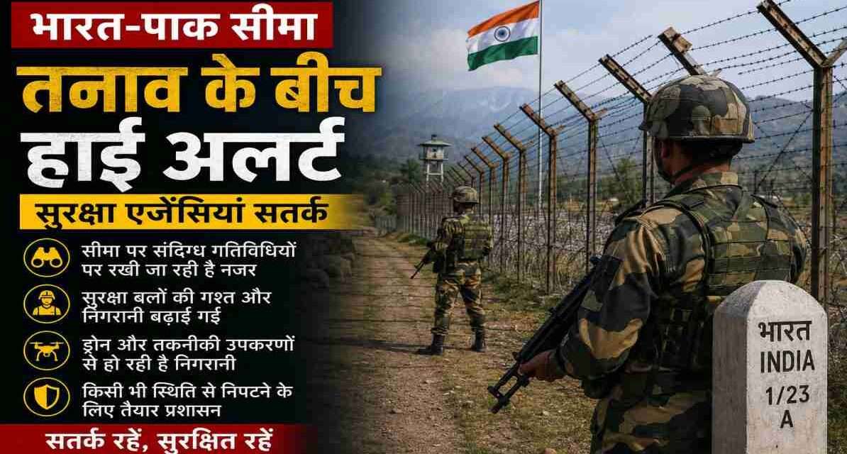 सीमावर्ती इलाके में तैनात सुरक्षा बलों की निगरानी, चौकसी और हाई अलर्ट की स्थिति को दर्शाती तस्वीर।