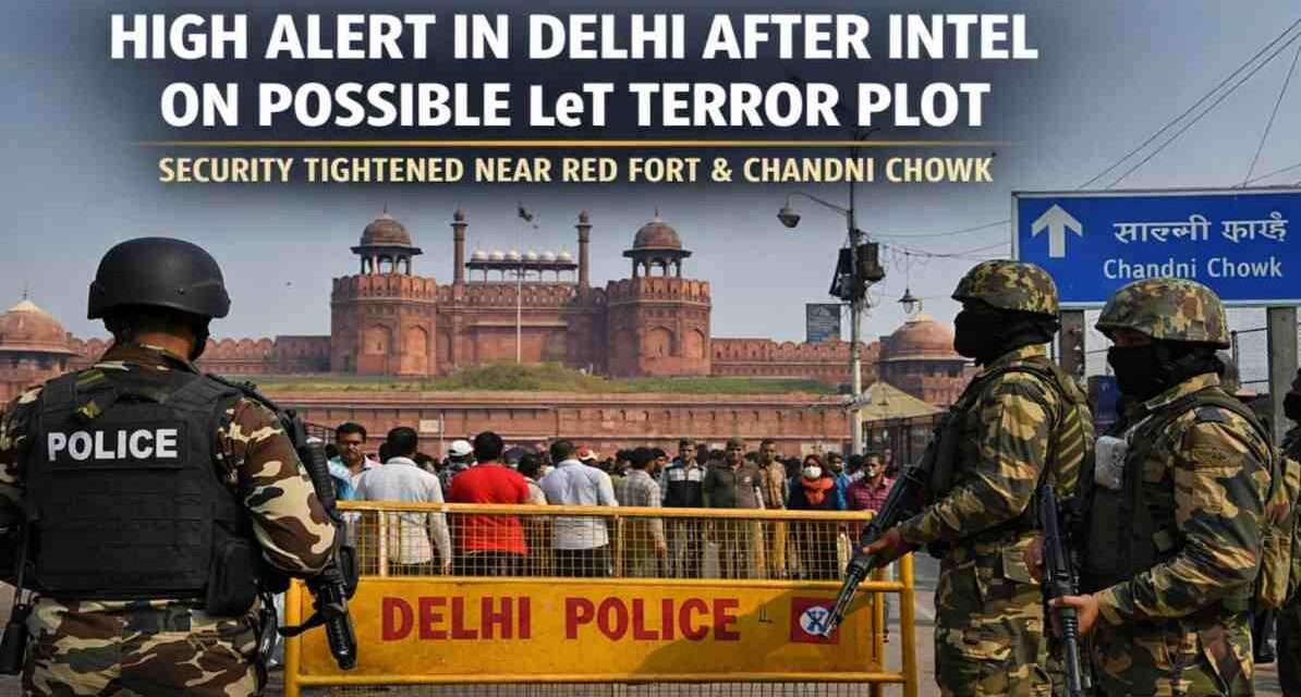 दिल्ली में बढ़ी सुरक्षा व्यवस्था को दिखाती प्रतीकात्मक तस्वीर, जहां पुलिस और सुरक्षा एजेंसियां राजधानी में निगरानी कर रही हैं।
