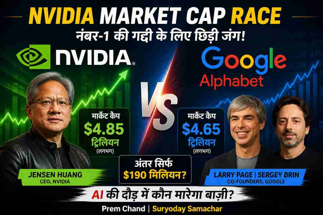 Nvidia Market Cap Race | Google की तेज रफ्तार से बढ़ी टक्कर