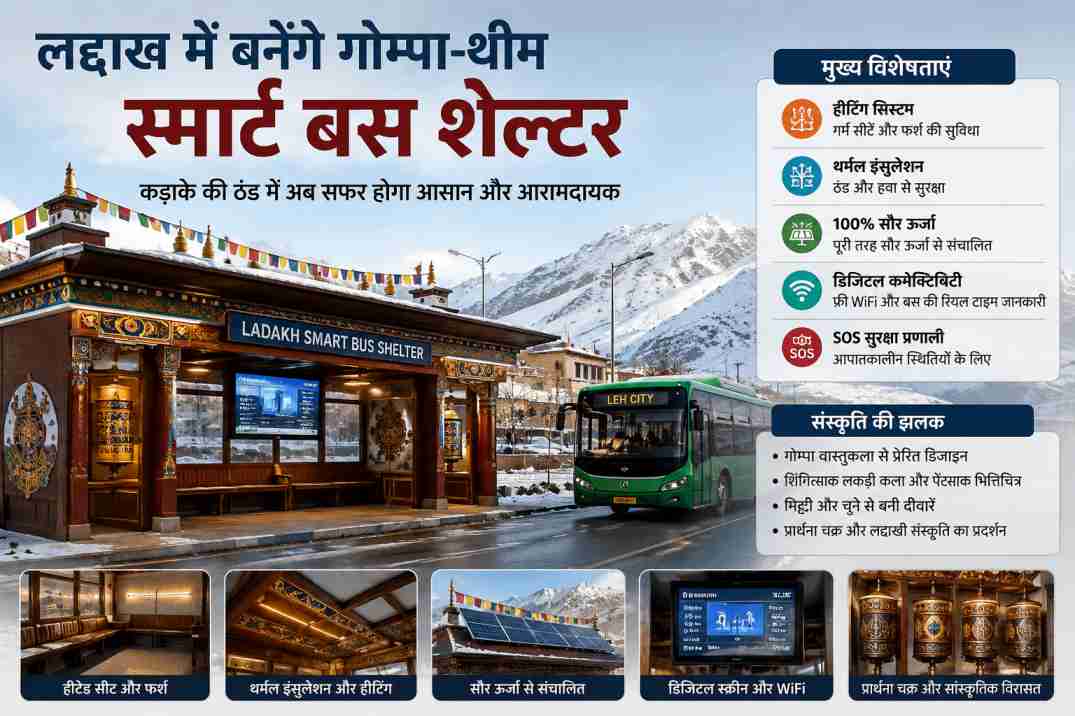 लद्दाख में बनेंगे गोम्पा-थीम स्मार्ट बस शेल्टर | यात्रियों को मिलेगी हाईटेक सुविधा