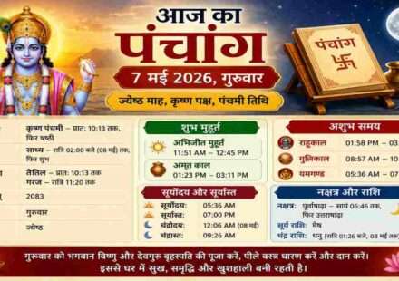 पंचांग से जुड़ी प्रतीकात्मक छवि जिसमें सूर्य, चंद्रमा और धार्मिक कैलेंडर दर्शाया गया हो।