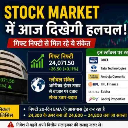 एक डिजिटल ग्राफ जिसमें शेयर बाजार के उतार-चढ़ाव को दर्शाया गया है, बैकग्राउंड में ट्रेडिंग स्क्रीन और बढ़ते-घटते इंडेक्स दिखाई दे रहे हैं।