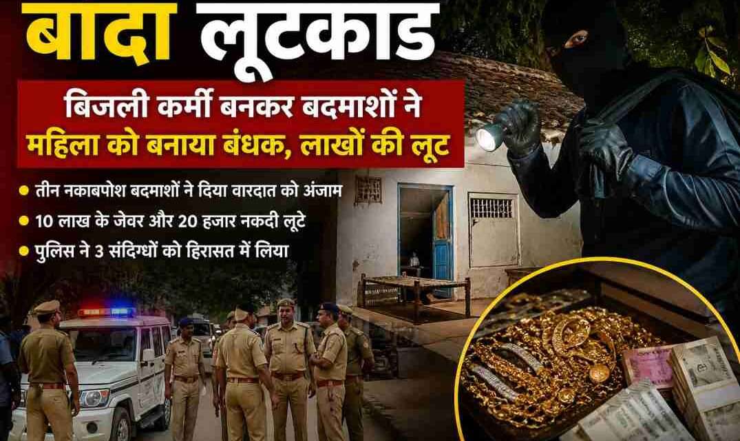 बांदा लूटकांड के बाद गांव में पुलिस जांच