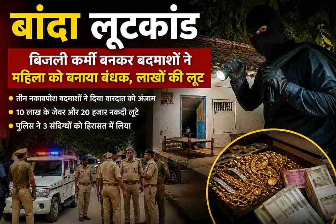 बांदा लूटकांड | बिजली कर्मी बनकर बदमाशों ने बुजुर्ग महिला को बनाया बंधक
