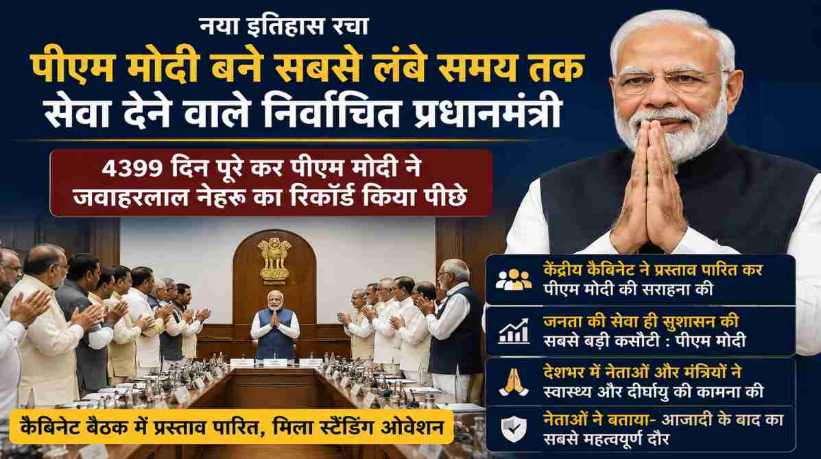मोदी कार्यकाल रिकॉर्ड | 4399 दिन पूरे कर बने सबसे लंबे समय तक सेवा देने वाले निर्वाचित प्रधानमंत्री