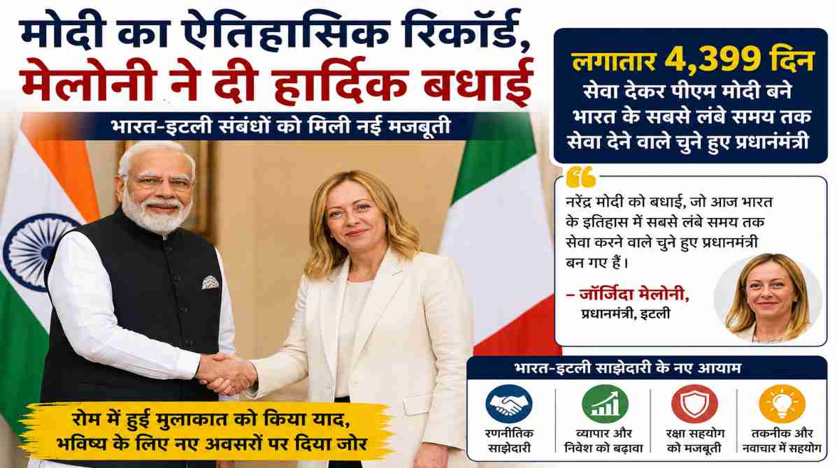 मोदी कार्यकाल रिकॉर्ड पर मेलोनी की बधाई, भारत-इटली संबंधों को मिली नई मजबूती