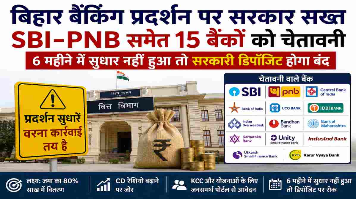 बिहार बैंकिंग प्रदर्शन पर सरकार सख्त, SBI-PNB समेत 15 बैंकों को चेतावनी