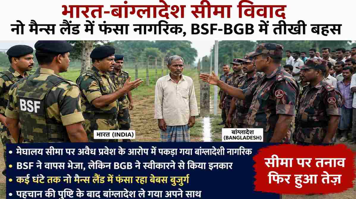 भारत-बांग्लादेश सीमा विवाद | नो मैन्स लैंड में फंसा बांग्लादेशी नागरिक, BSF-BGB में बहस