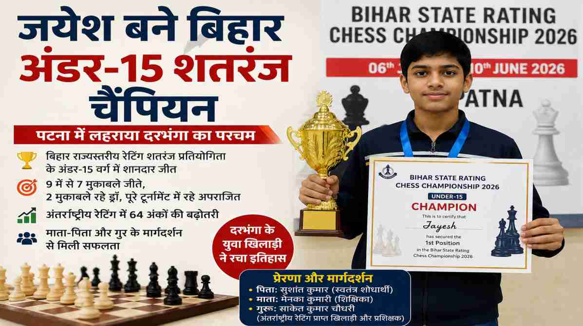 जयेश शतरंज चैंपियन | दरभंगा के युवा खिलाड़ी ने बिहार अंडर-15 खिताब पर जमाया कब्जा