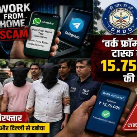 वर्क फ्रॉम होम टास्क के नाम पर DRDO कर्मचारी से 15.75 लाख रुपये की ठगी के मामले में गिरफ्तार आरोपियों की जांच से जुड़ी सांकेतिक तस्वीर।