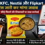 प्रतीकात्मक तस्वीर जिसमें FSSAI, KFC, Nestlé Maggi और Flipkart से जुड़े खाद्य सुरक्षा एवं गुणवत्ता जांच को दर्शाया गया है।