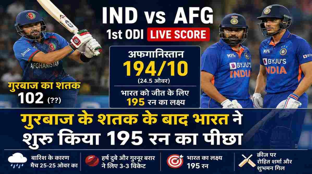 IND vs AFG 1st ODI Live Score | गुरबाज के शतक के बाद भारत ने शुरू किया 195 रन का पीछा