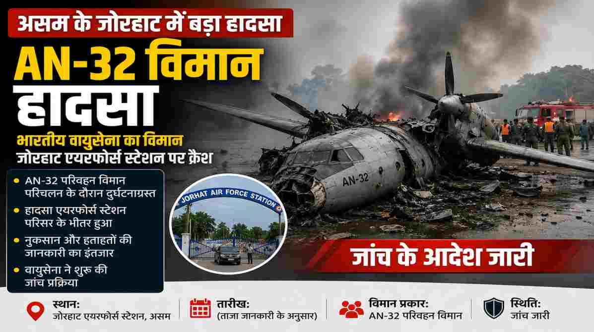 असम में AN-32 विमान हादसा, जोरहाट एयरफोर्स स्टेशन पर दुर्घटनाग्रस्त हुआ वायुसेना का विमान