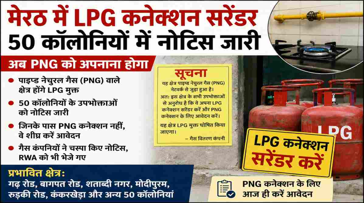 मेरठ LPG कनेक्शन सरेंडर | 50 कॉलोनियों में नोटिस जारी, PNG अपनाने की तैयारी