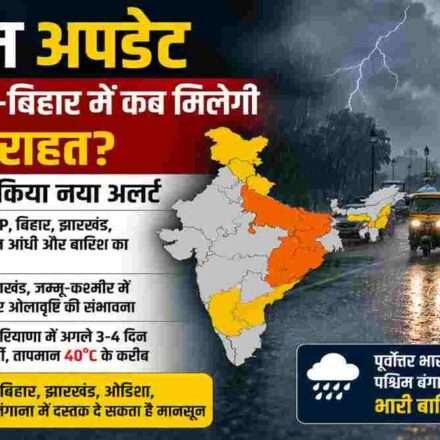 भारतीय मौसम विभाग द्वारा जारी मौसम अपडेट में दिल्ली, उत्तर प्रदेश, बिहार और अन्य राज्यों के लिए बारिश, आंधी और मानसून की ताजा जानकारी।