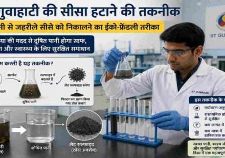 प्रयोगशाला में शोध करते वैज्ञानिक और दूषित पानी के नमूनों पर परीक्षण। नई तकनीक की मदद से पानी में मौजूद जहरीले लेड को सुरक्षित रूप से अलग किया जा सकता है।