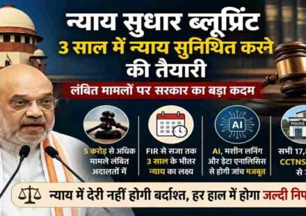 गृह मंत्री अमित शाह अदालतों में लंबित मामलों को कम करने और न्याय सुधार ब्लूप्रिंट पर चर्चा करते हुए।