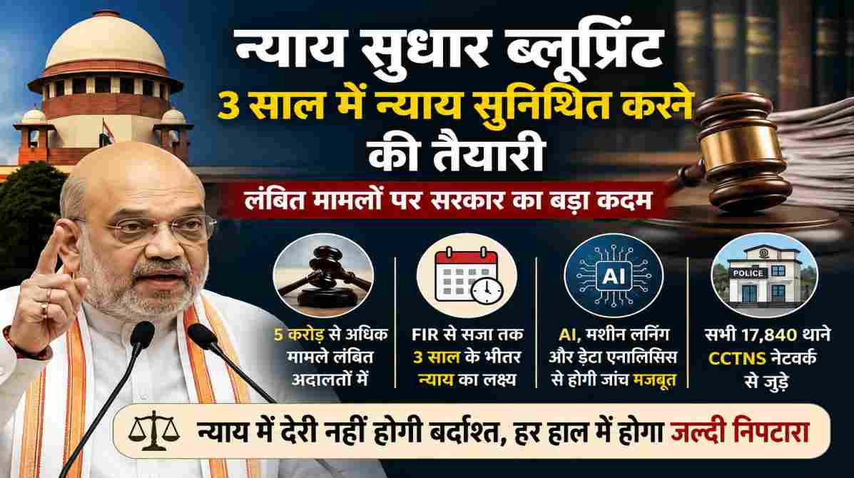 न्याय सुधार ब्लूप्रिंट | 3 साल में न्याय दिलाने की तैयारी, लंबित मामलों पर सरकार का बड़ा कदम