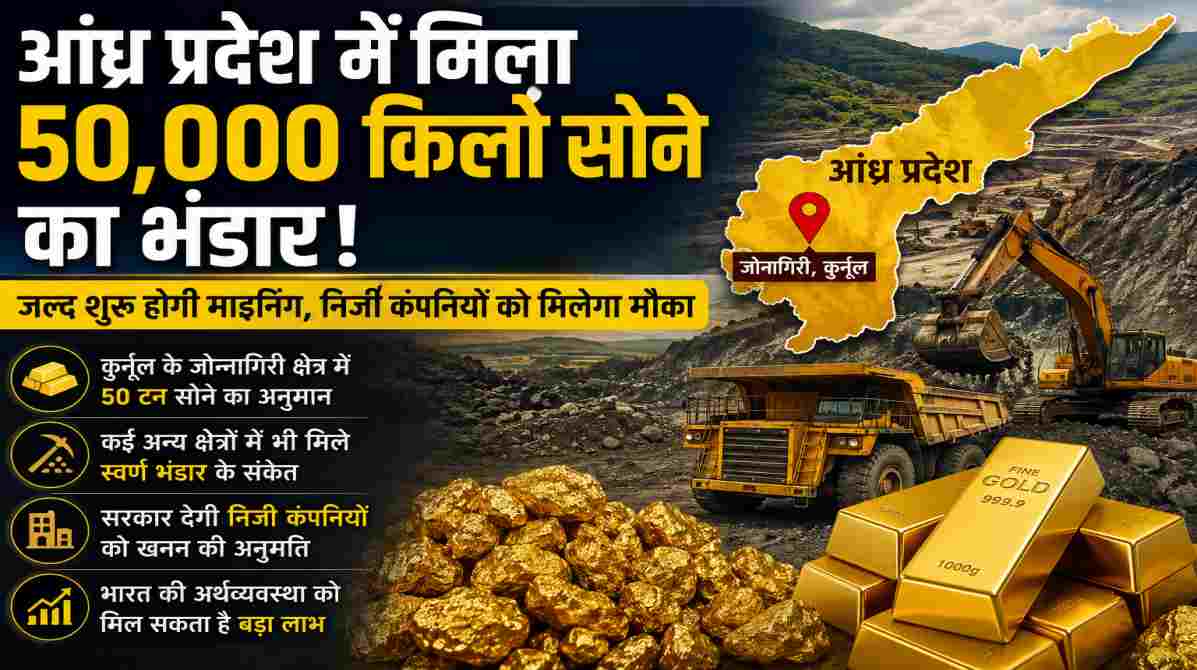 आंध्र प्रदेश सोना भंडार | 50 टन गोल्ड मिलने के संकेत, जल्द शुरू हो सकती है बड़ी माइनिंग परियोजना
