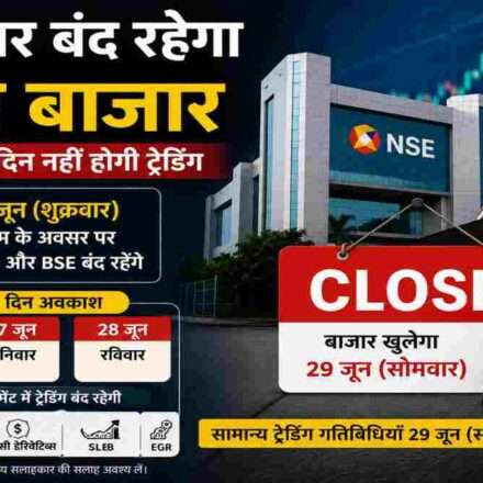 शेयर बाजार अवकाश 2026 से जुड़ी प्रतीकात्मक तस्वीर, जिसमें NSE और BSE भवन के साथ स्टॉक मार्केट बंद रहने की जानकारी दर्शाई गई है।