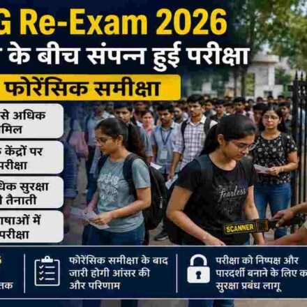 परीक्षा केंद्र के बाहर सुरक्षा जांच के बाद प्रवेश करते NEET UG Re-Exam 2026 के अभ्यर्थी, देशभर में कड़ी सुरक्षा के बीच परीक्षा संपन्न।