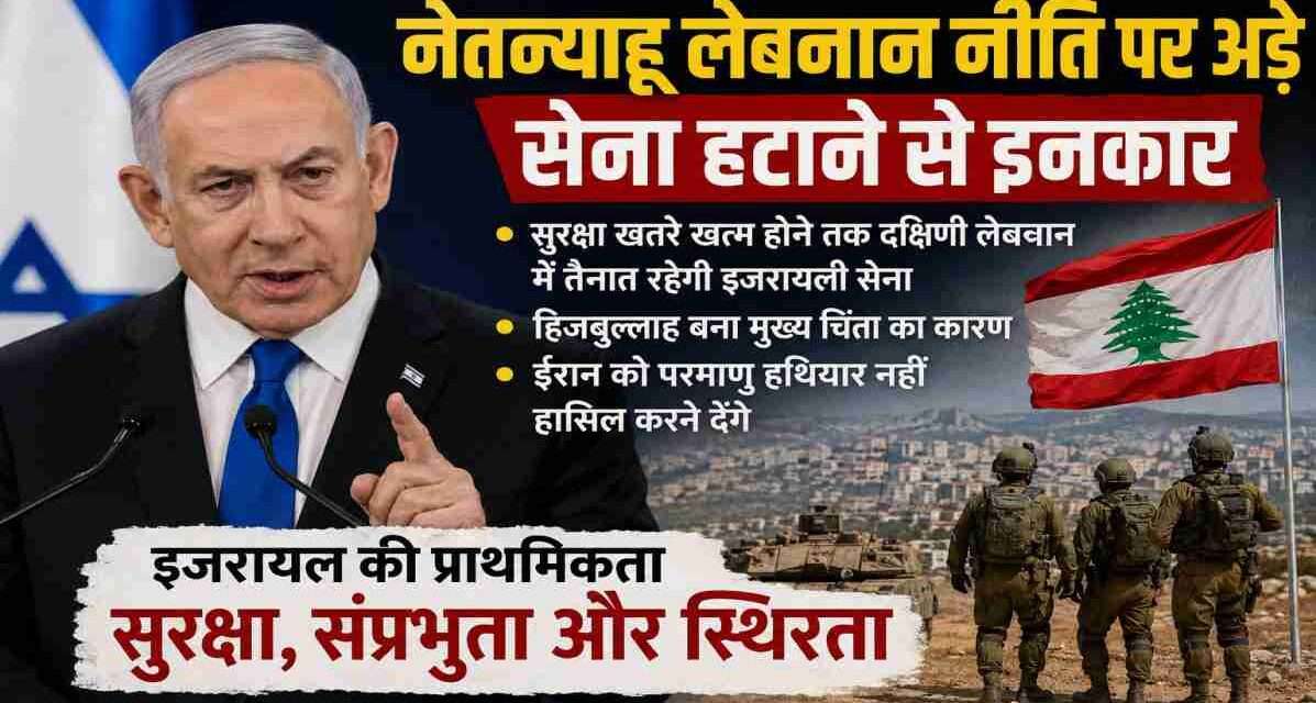 यरुशलम में सम्मेलन को संबोधित करते बेंजामिन नेतन्याहू, जहां उन्होंने लेबनान से सेना न हटाने और इजरायल की सुरक्षा नीति पर बड़ा बयान दिया।