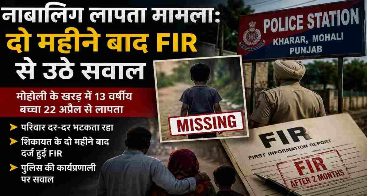 पंजाब के मोहाली स्थित खरड़ क्षेत्र में 13 वर्षीय बच्चे के लापता होने के बाद परिवार की चिंता और पुलिस जांच को दर्शाती प्रतीकात्मक तस्वीर।