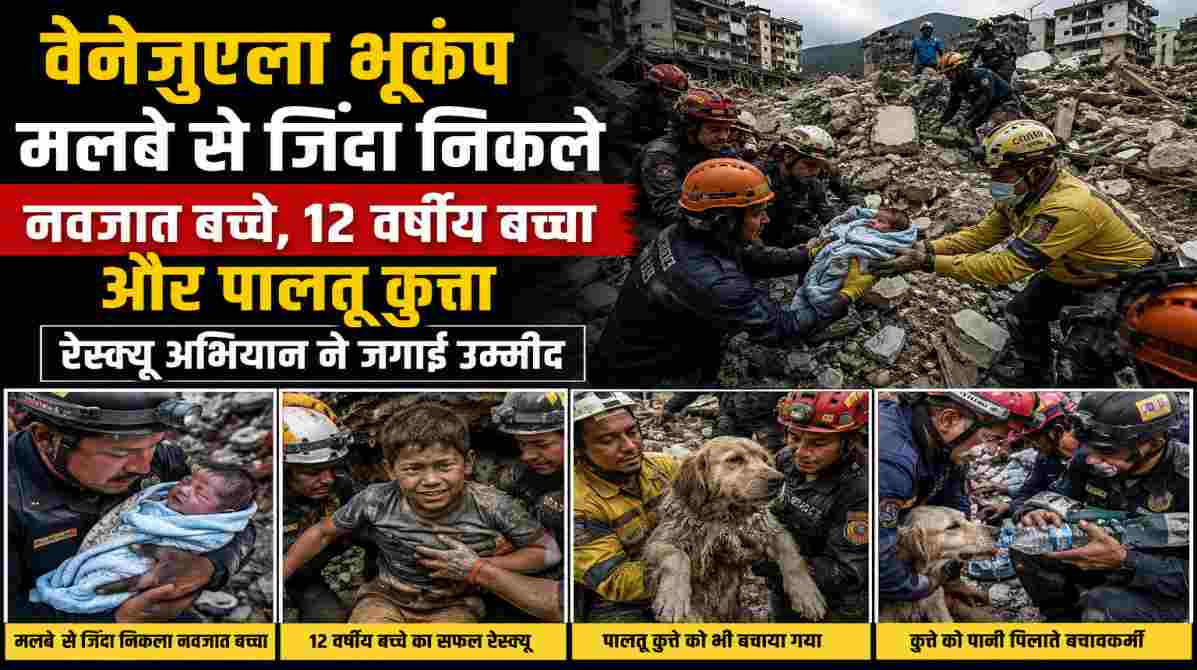 वेनेजुएला भूकंप | मलबे से जिंदा निकले नवजात, बच्चा और पालतू कुत्ता, राहत अभियान ने जगाई उम्मीद