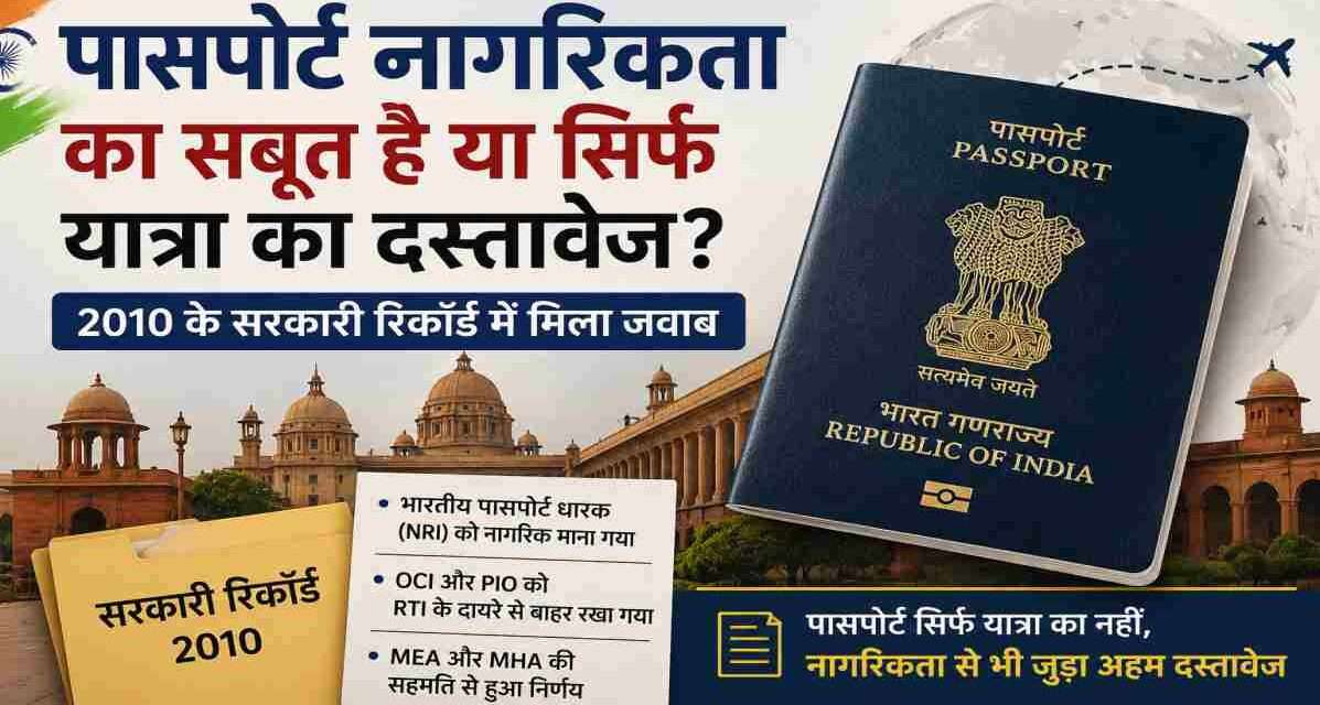 भारतीय पासपोर्ट, नागरिकता, RTI, NRI, OCI और सरकारी रिकॉर्ड को दर्शाने वाली सांकेतिक तस्वीर।