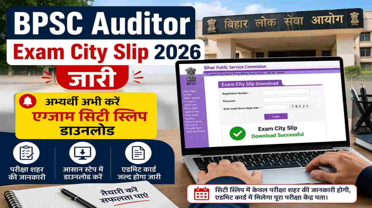 BPSC Auditor Exam City Slip 2026 जारी, जानें कैसे करें डाउनलोड