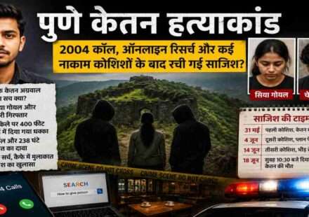 लोहागढ़ किले की पृष्ठभूमि, पुलिस जांच का प्रतीकात्मक दृश्य, क्राइम इन्वेस्टिगेशन थीम और पुणे केतन हत्याकांड से जुड़ा समाचार विजुअल।