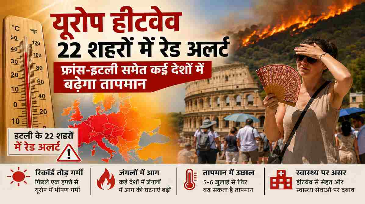 यूरोप हीटवेव | 22 शहरों में रेड अलर्ट, फ्रांस-इटली समेत कई देशों में बढ़ेगी भीषण गर्मी